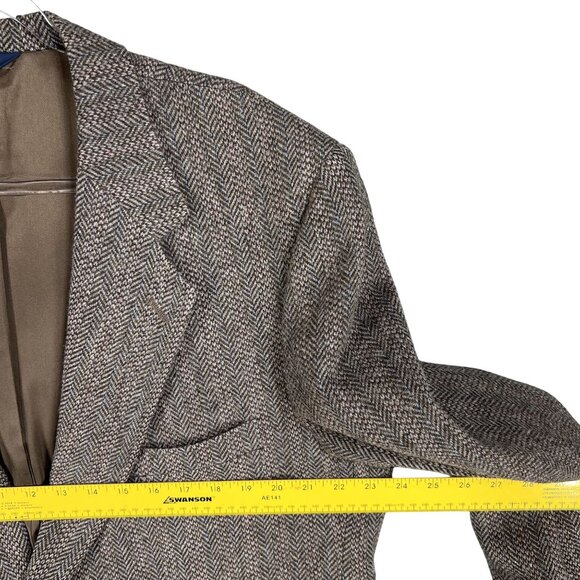 Vintage Kuppenheimer Mens 44R Herringbone Wool Blazer Jacket Brown Quiet Luxury - Picture 9 of 16